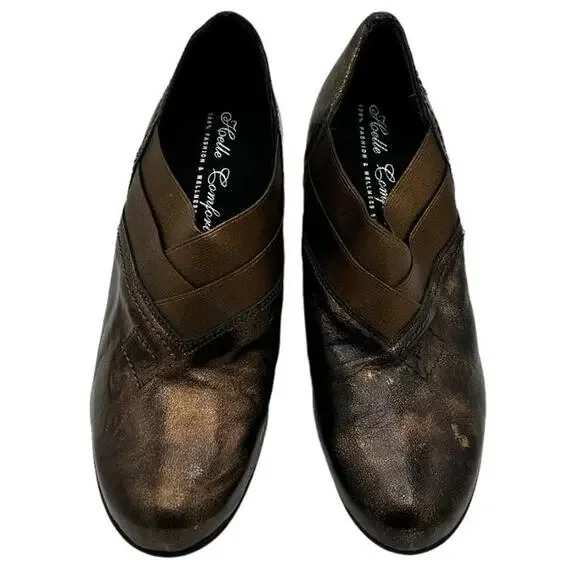 HELLE COMFORT Ovi Bronze Fashion & Wellness Wedge Shoes Size 6.5/7 EU37 - Picture 3 of 7